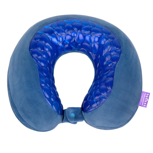 VIAGGI Cooling Gel Silicon Travel Neck Pillow - Blue